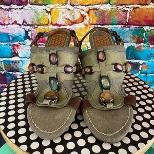 Bacio 61 Carugo Green Boho Strappy High Heel 8M